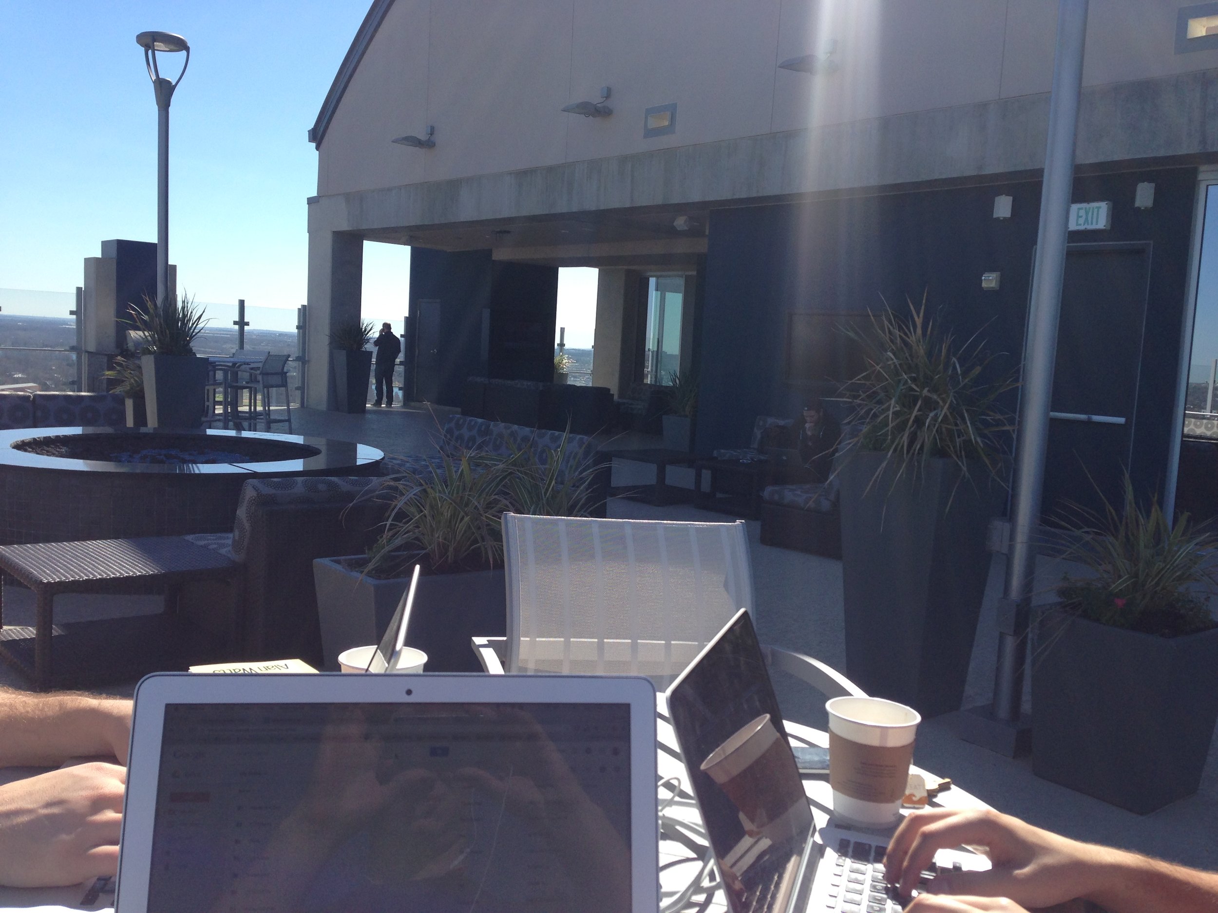 This is my office, on the roof of our building.